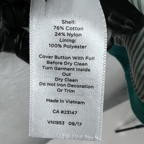 Talbots Aberdeen Womens 10 Teal Blazer Navy Trim Gold Crest Buttons Yacht Jacket - Picture 15 of 16